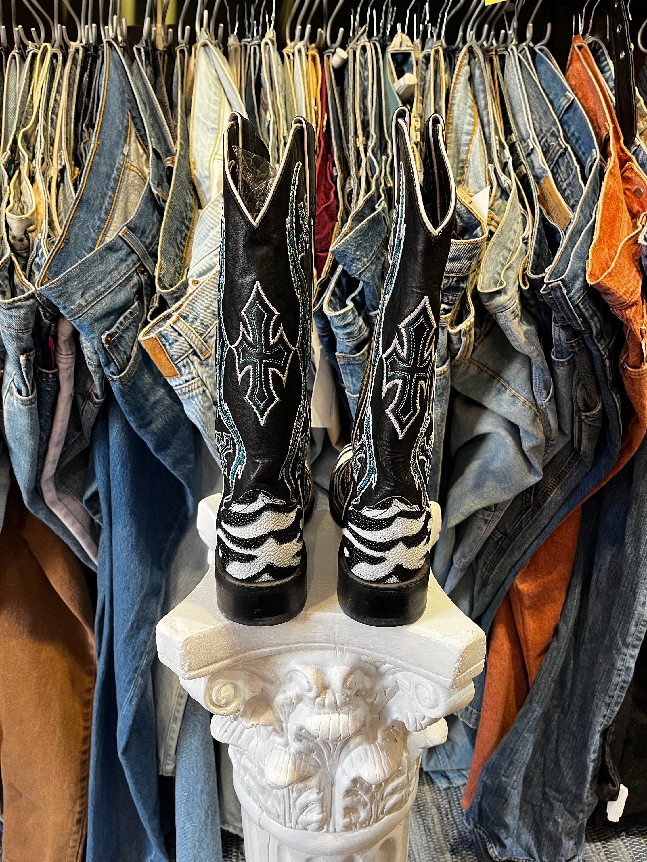 Vintage Y2k Nocona Boots Goth Zebra Cowgirl Boots - Etsy