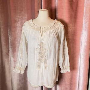 Vintage 1970s Gauze Boho Peasant Top