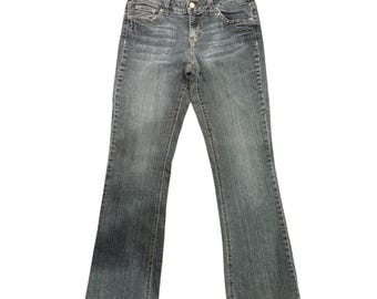 Jeansy Vintage Y2K z niskim stanem i rozszerzanymi nogawkami