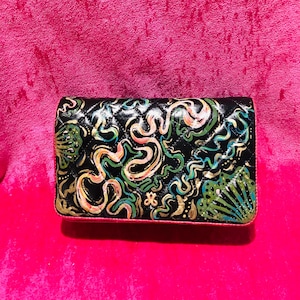 Vintage 1980’s Quited Lamb Skin Hand painted Leather Crossbody bag