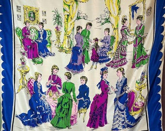 Vintage Y2K Victorian Ladies Elegant Historical Fashion Scene Silk