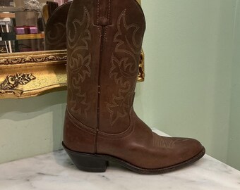 Vintage bruine leren cowgirl-laarzen uit de jaren 90 Dan Post