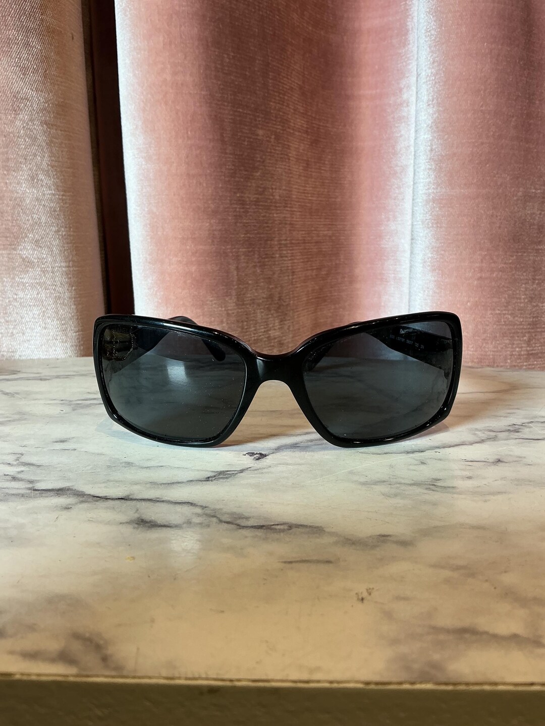 Vintage Y2K Chanel Black Rectangle Sunglasses Classic CC Logo