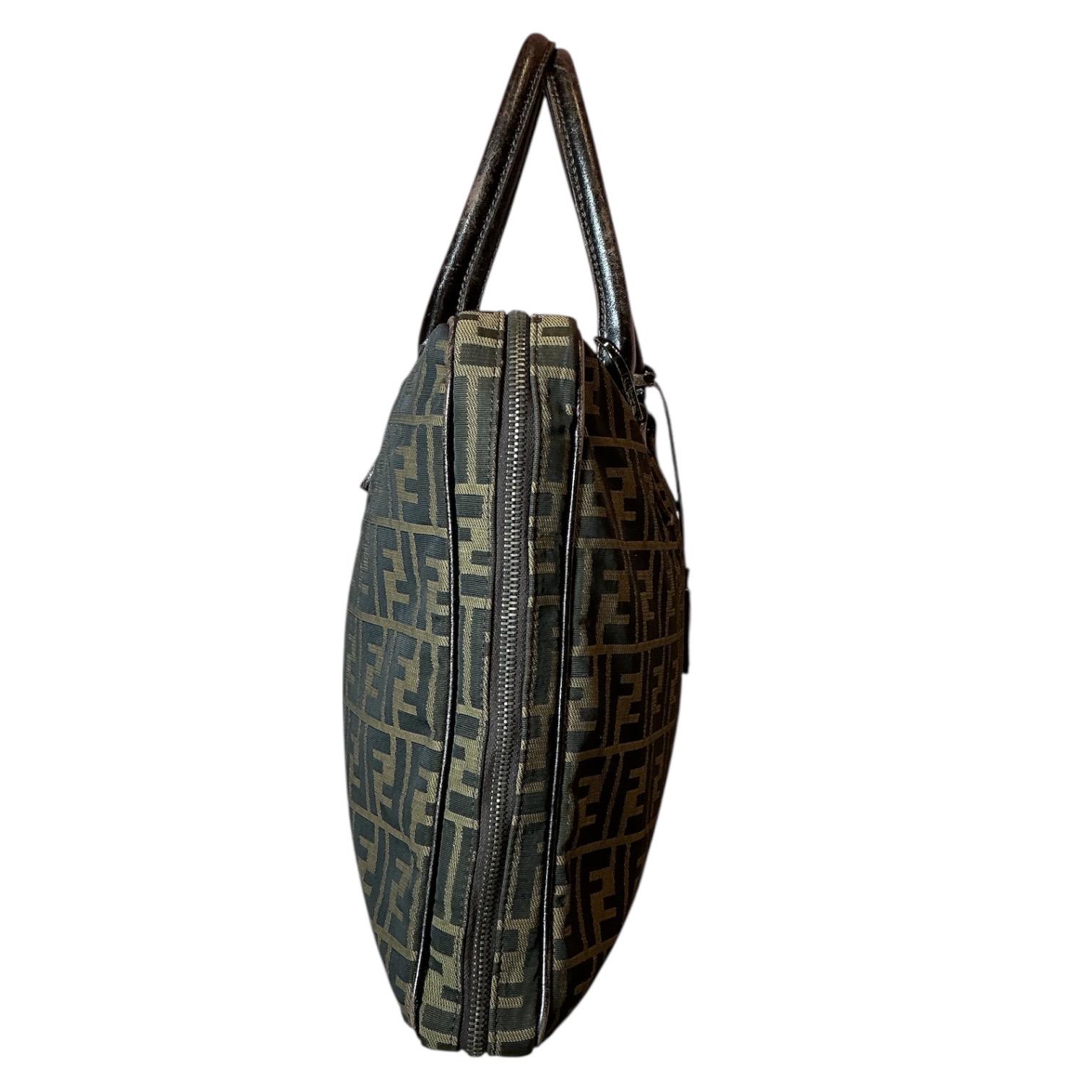 Vintage Y2K Fendi Laptop Zucca FF Logo Lap Top Briefcase Work Bag
