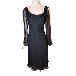 long sleeve dress for sale Paislee Black Velvet Mesh Long Sleeve Gown (Archive Sale)
