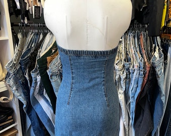 Vintage y2k Hot Kiss denim strapless mini tube dress XS SMALL Vintage y2k Hot Kiss denim strapless mini tube dress XS SMALL