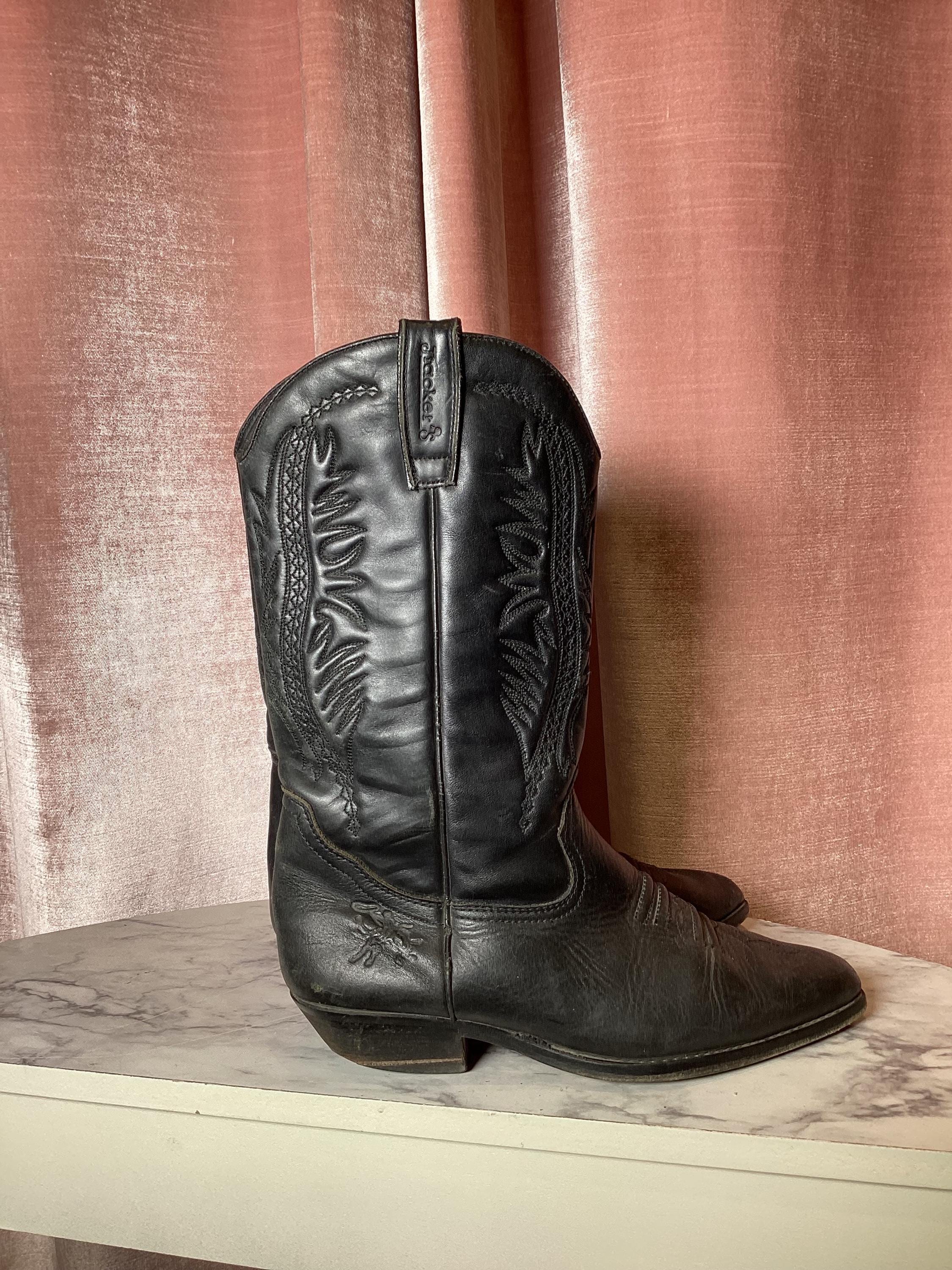 ウエスタンブーツ ブラック 刺繍 1990年代のヴィンテージ、ジェシーのブラック刺繍入りクラシック