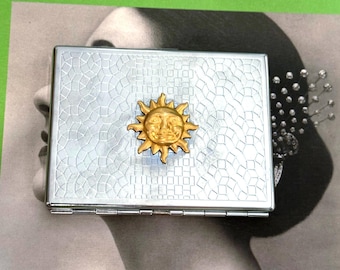 Vintage Brass Sun Metal Cigarette Joint Holder Case