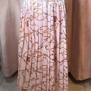 Vintage Y2K RUSS pleated rope print with elastic waisted brand A midi skirt.