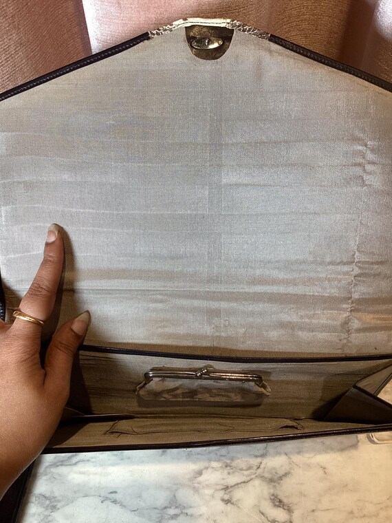 Vintage 1970’s leather snakeskin python envelope … - image 4