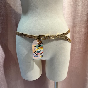 Vintage 1970s Mesh Chain Metal Belt Buckle Disco Belt