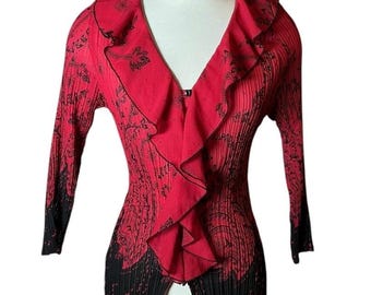 Vintage Y2K Ruffled Collar Button Up Top