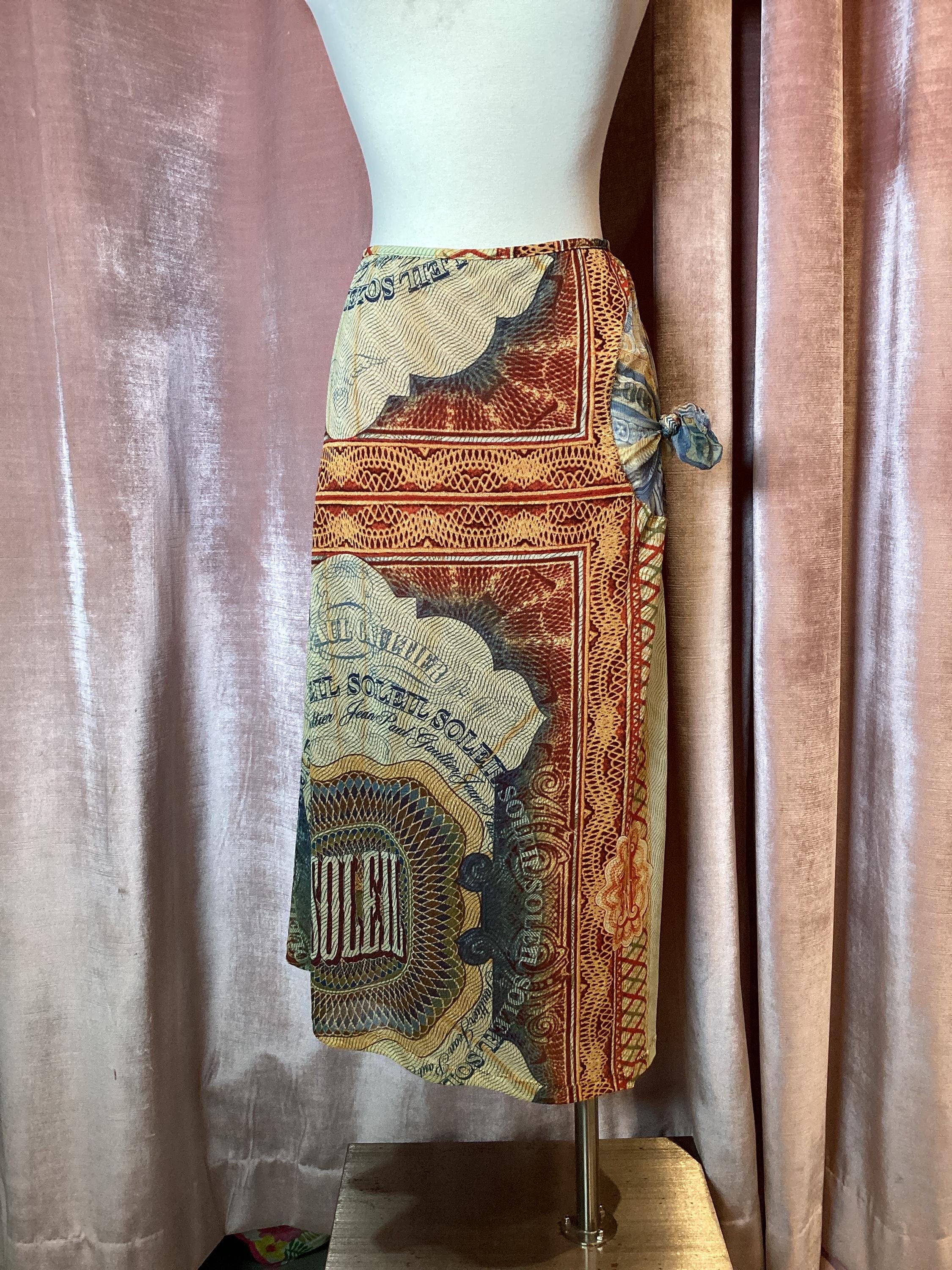 Vintage Y2K Jean Paul Gaultier Soliel Currency Photo Print Sarong