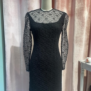 Vintage 1990s Sheer Open Net Sheath Mini Illusion Dress Small