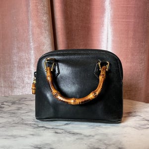 Vintage 90s Gucci Bamboo Handle Leather Mini Bag