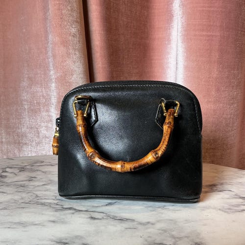 Vintage 90s Gucci Diana Bamboo Handle Leather Crossbody Mini Bag