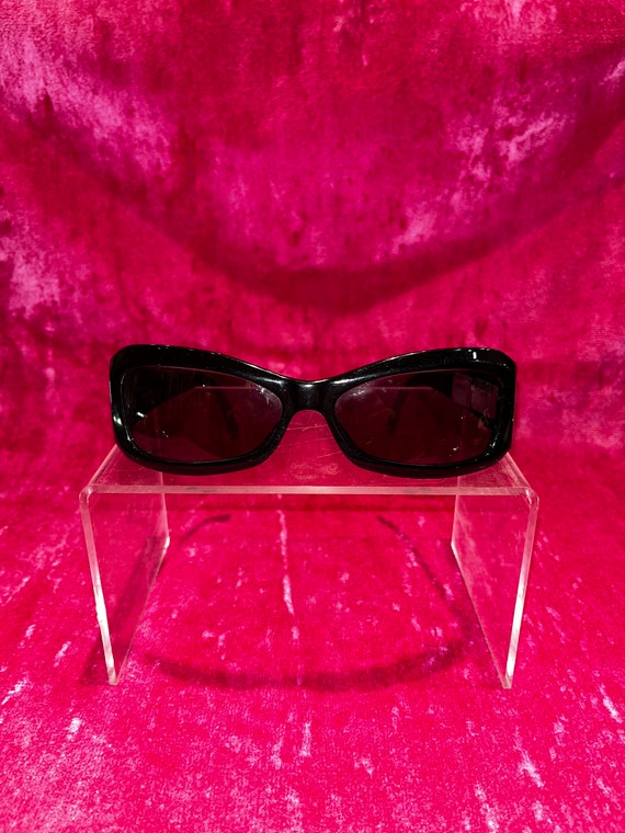 Vintage Y2K Versace Rhinestone Emblem Black Sunglasses - Etsy