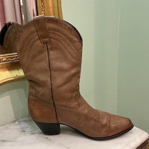 Vintage Brown Leather Cowgirl Boots