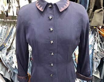 Vintage 40s navy crop blazer jacket