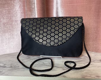 Vintage 1980s Givenchy Leather Satin Metallic Design Flap