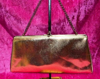 Vintage 60s metallic pleather clutch