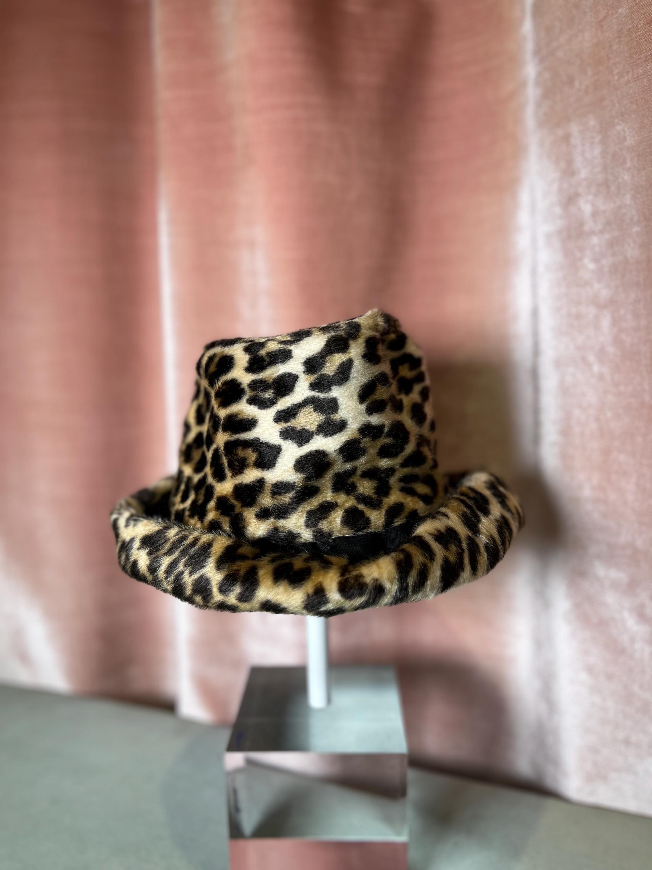 Vintage 1940s Faux Fur Leopard Wide Brim Hat - Etsy