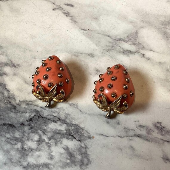 Vintage 1960's Strawberry Clip on Earrings by Kenneth Jay Lane