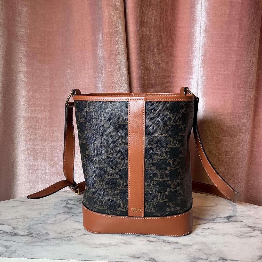 Celine Macadam Triomphe Bucket Leather Crossbody Messenger Bag - Etsy