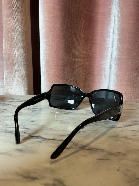 Vintage Y2K Chanel Black Rectangle Sunglasses Classic CC Logo