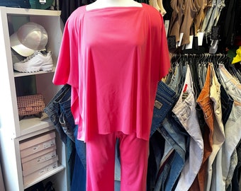 Vintage 70er-Jahre-Hose aus rosafarbenem Jersey, 2-teiliges Set