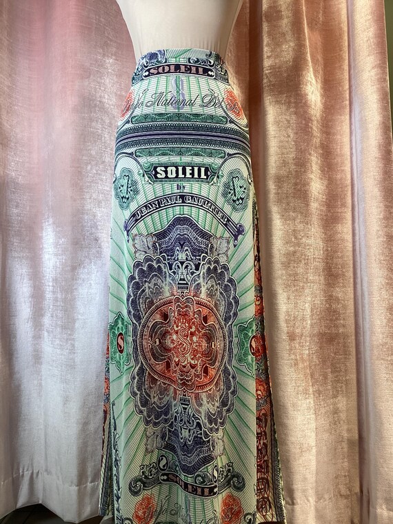 Vintage Y2K 90s Jean Paul Gaultier Soliel Maxi Mesh Currency Print