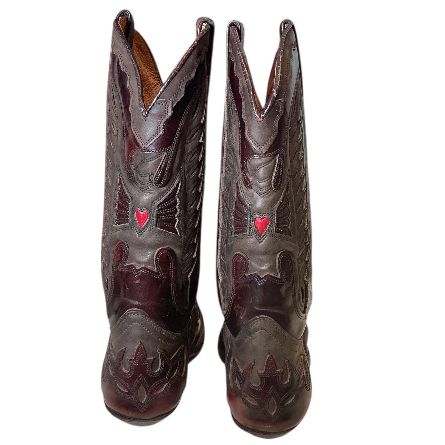 Vintage Y2K Sendra Burgundy Heart Western Rodeo Leather Cowgirl