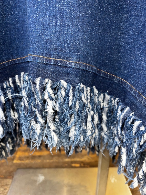 Vintage y2k fringe denim stretch strapless long t… - image 5