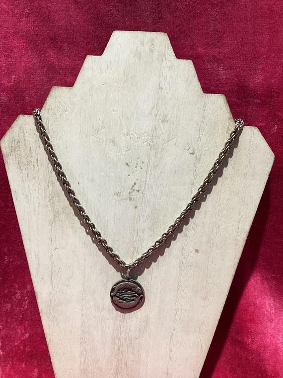 Pendentif Vintage En Argent Massif - Signe Du Zodiaque Poissons