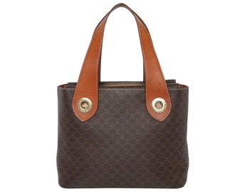 Celine Y2K Macadam Monogram Leather Shoulder Tote Top Handle Bag