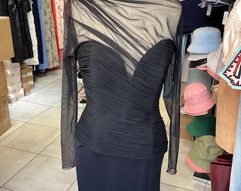 Vintage 80’s Vicky Tiel Mesh Ruched Dress Size S