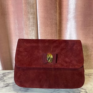 Vintage 80s Bally Suede Leather Convertible Clutch Handbag