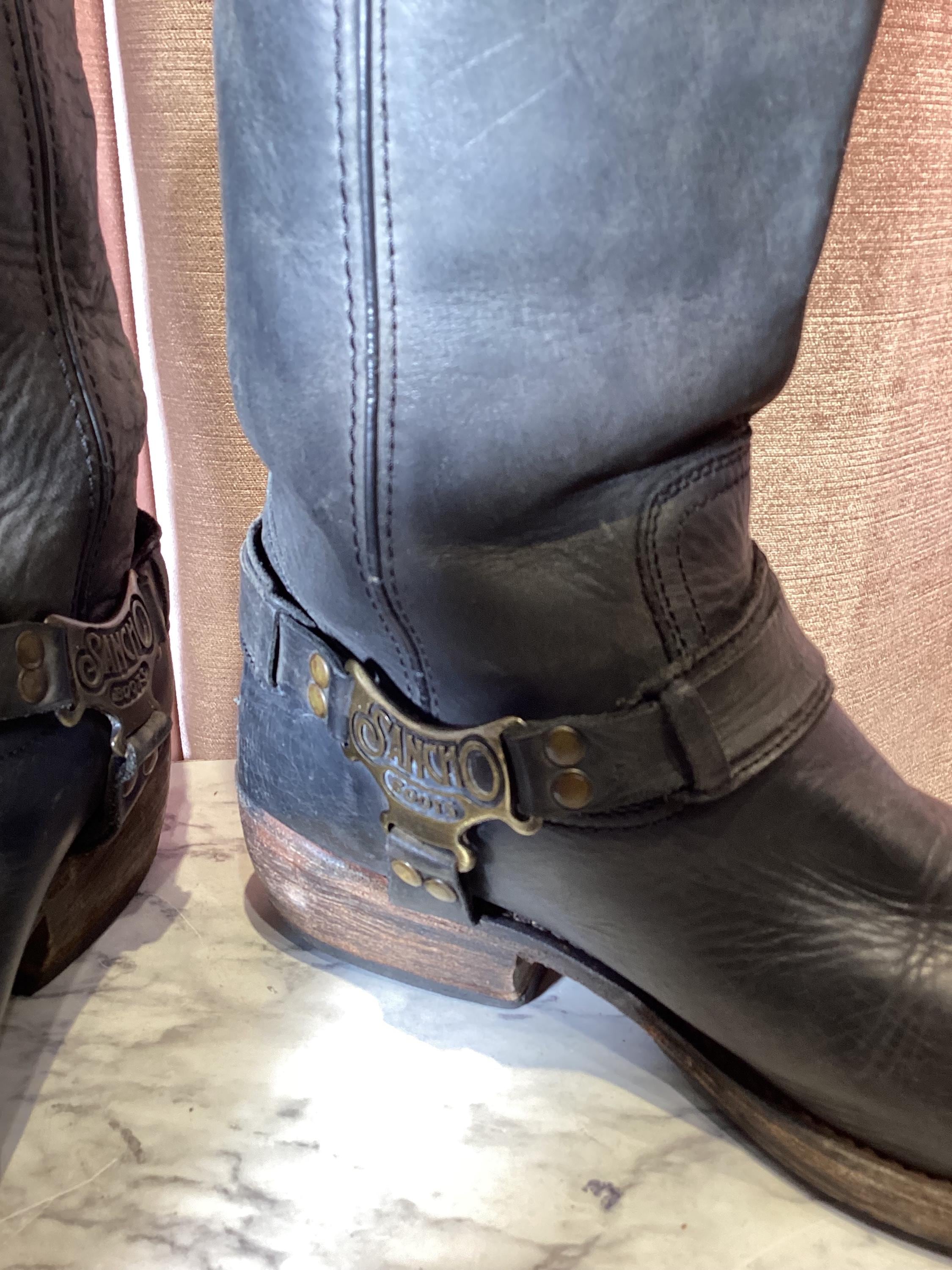Vintage 1990's Sancho Motorcycle Leather Rugged Western Moto Boots