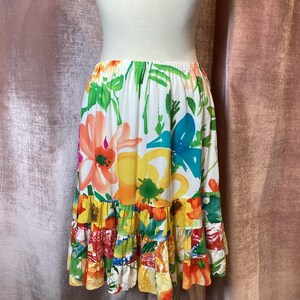 Vintage 90s Jane World Tiered Rayon Floral Skirt