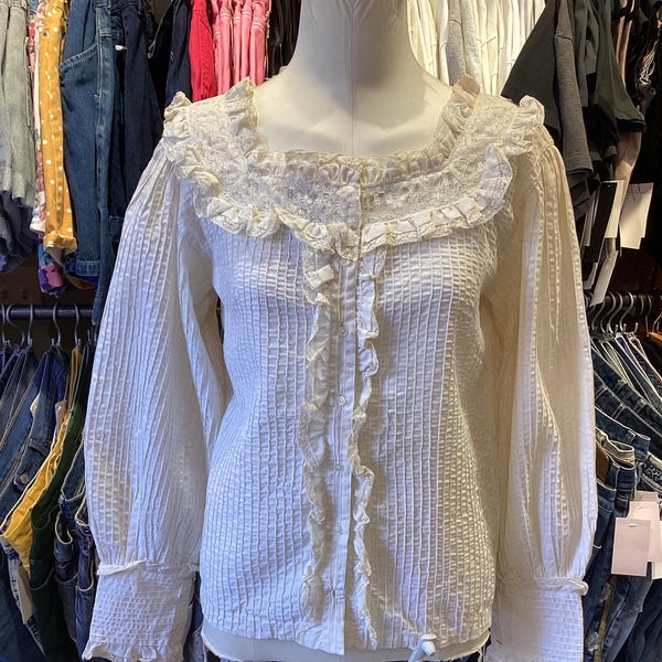 PINTUCK BLOUSE WITH DRAPED SLEEVE FROM THE ARCHIVES
