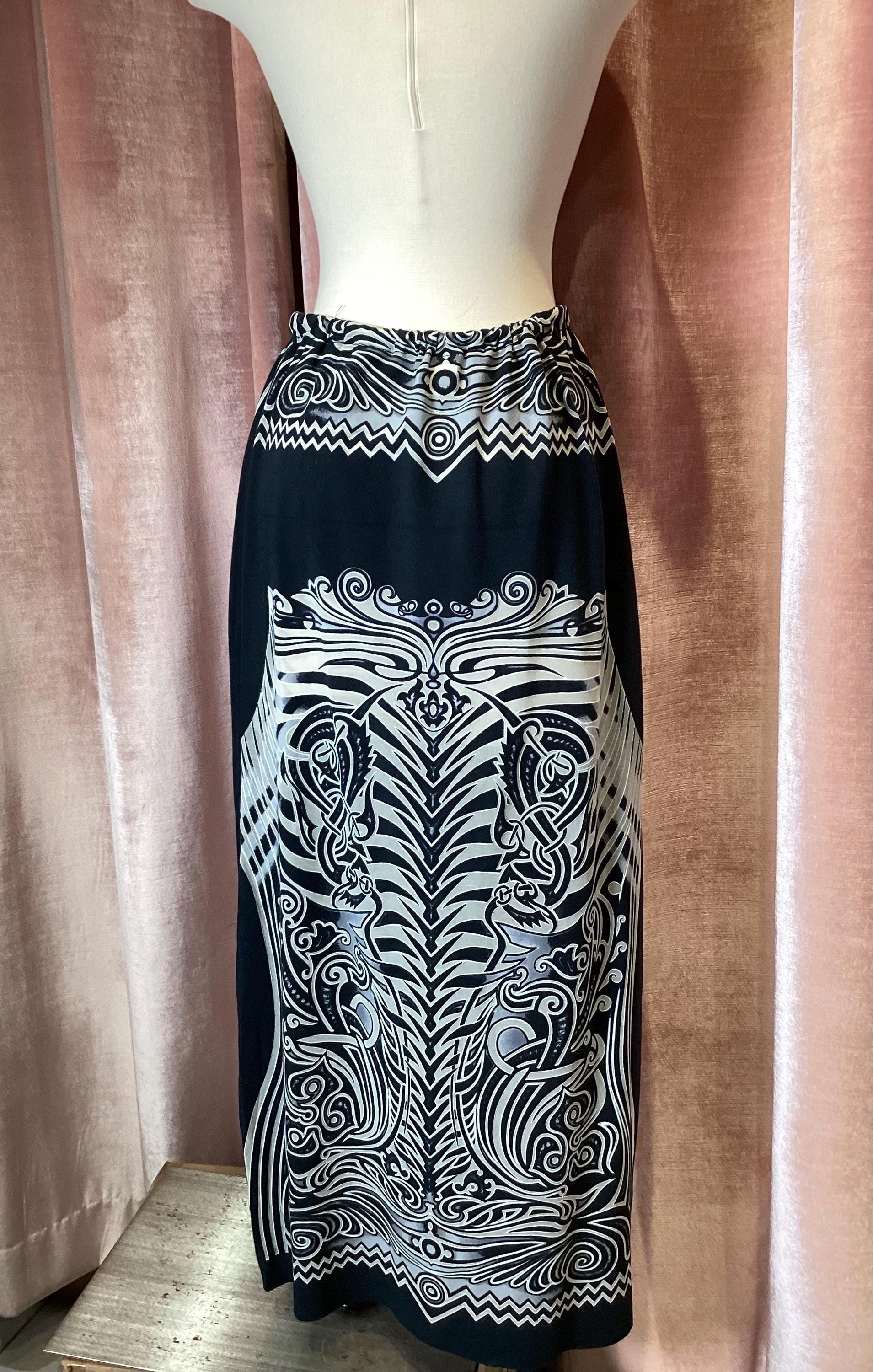 Vintage Y2K 90s Jean Paul Gaultier Soliel Tribal Art Print Skirt