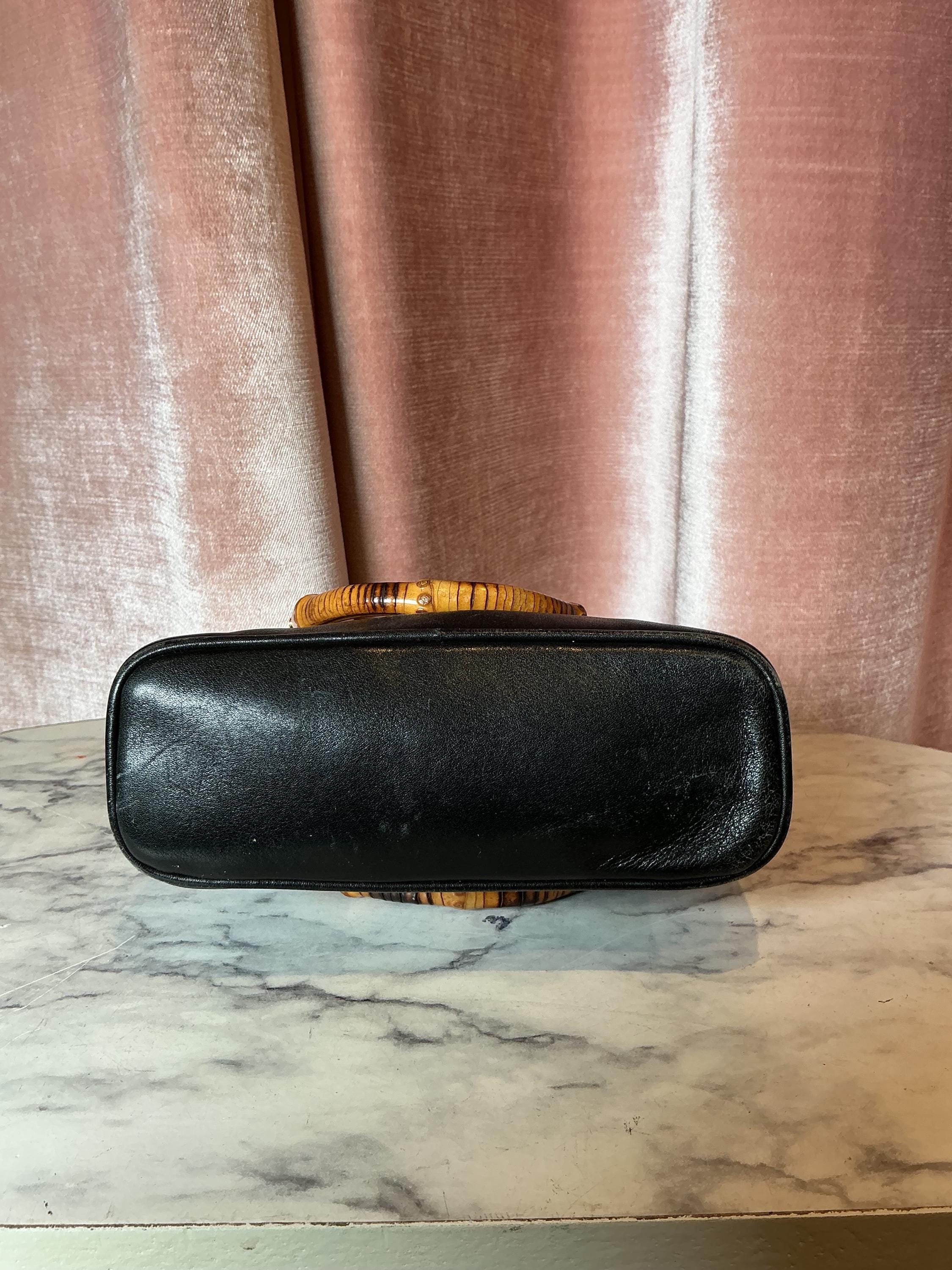 90年代ヴィンテージ グッチ ダイアナ バンブーハンドル レザー クロス