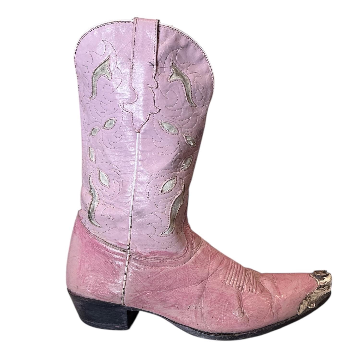 Vintage Y2K Pink Spur Rodeo Leather Western Cowgirl Boots - Etsy