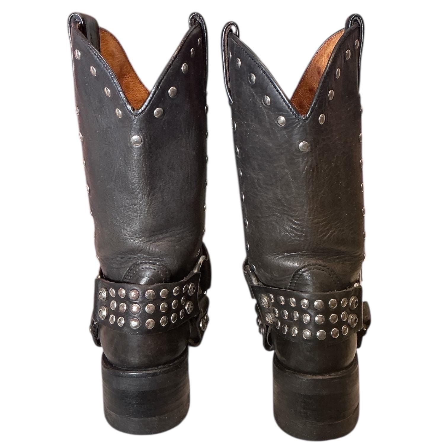 Y2K Harley Davidson Studded Buckle Western Rodeo Leather Cowboy 