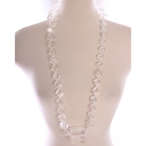 Vtg LUCITE Clear Chunky BEADED Long Necklace