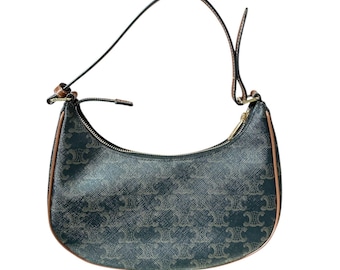 Celine Ava Bag in Triomphe Canvas and Calfskin leather Shoulder bag