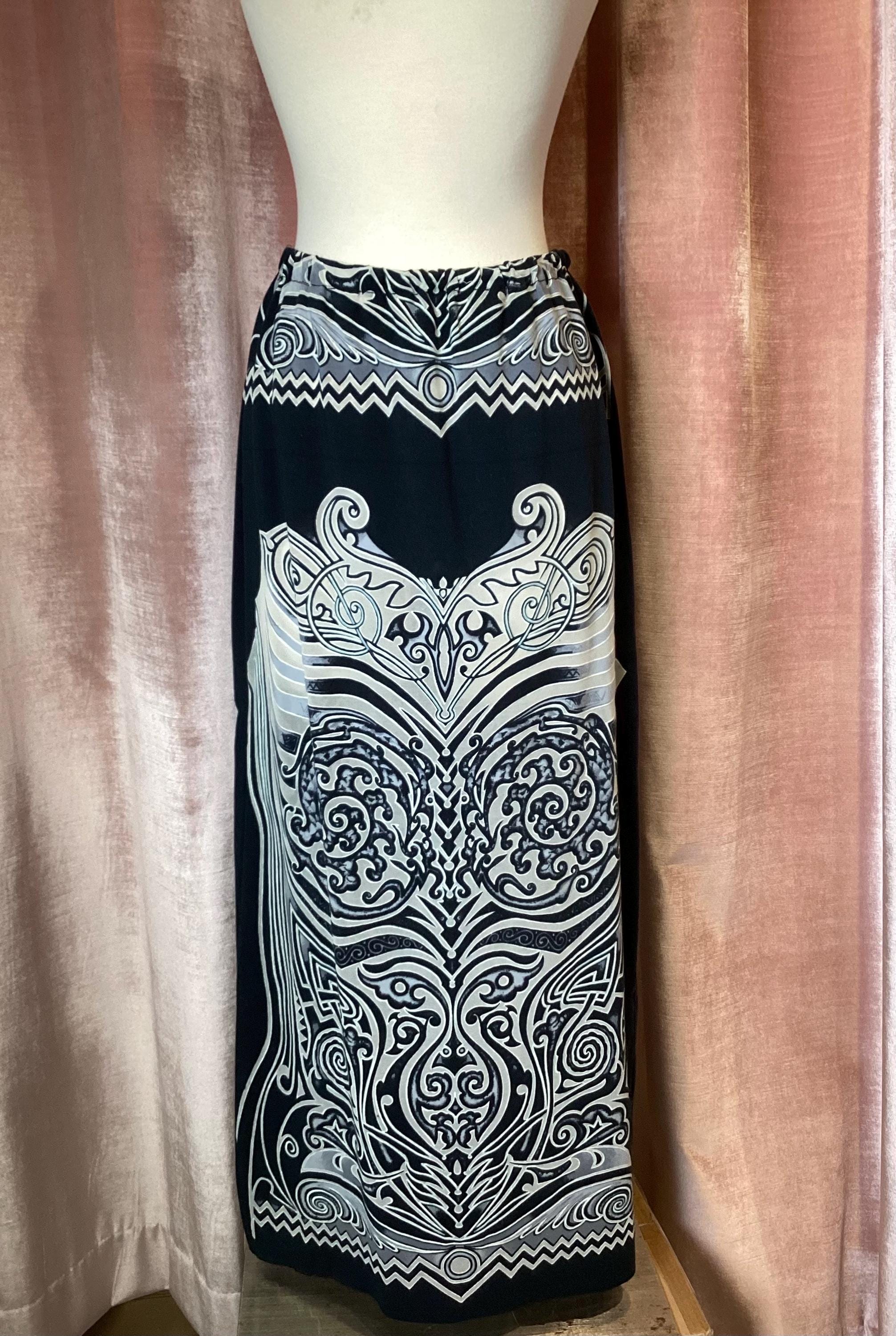 Vintage Y2K 90s Jean Paul Gaultier Soliel Tribal Art Print Skirt