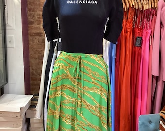 スカート Balenciaga Wrap Skirt Chain-print wrap midi skirt in multicoloured - Balenciaga
