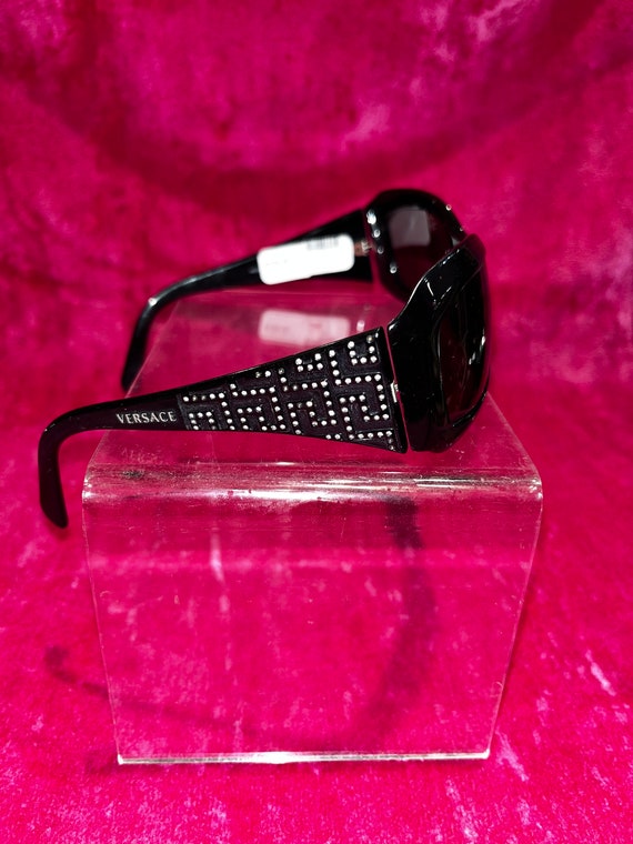 Vintage Y2K Versace Rhinestone Emblem Black Sunglasses - Etsy