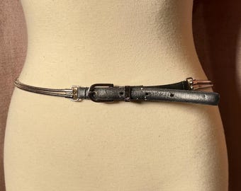 Vintage Guess Black Braided Leather Belt With Silver  display picture 1